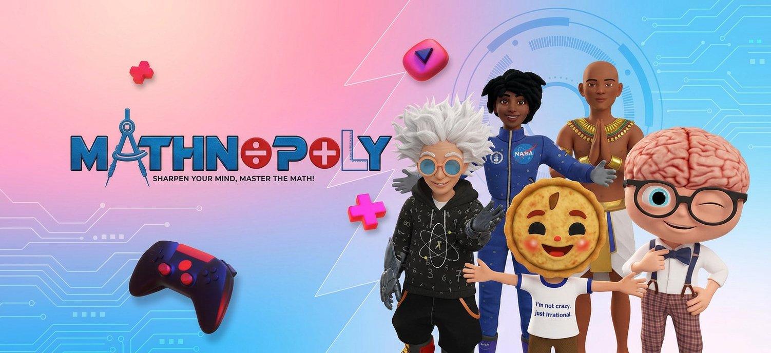 MATHNOPOLY game characters banner